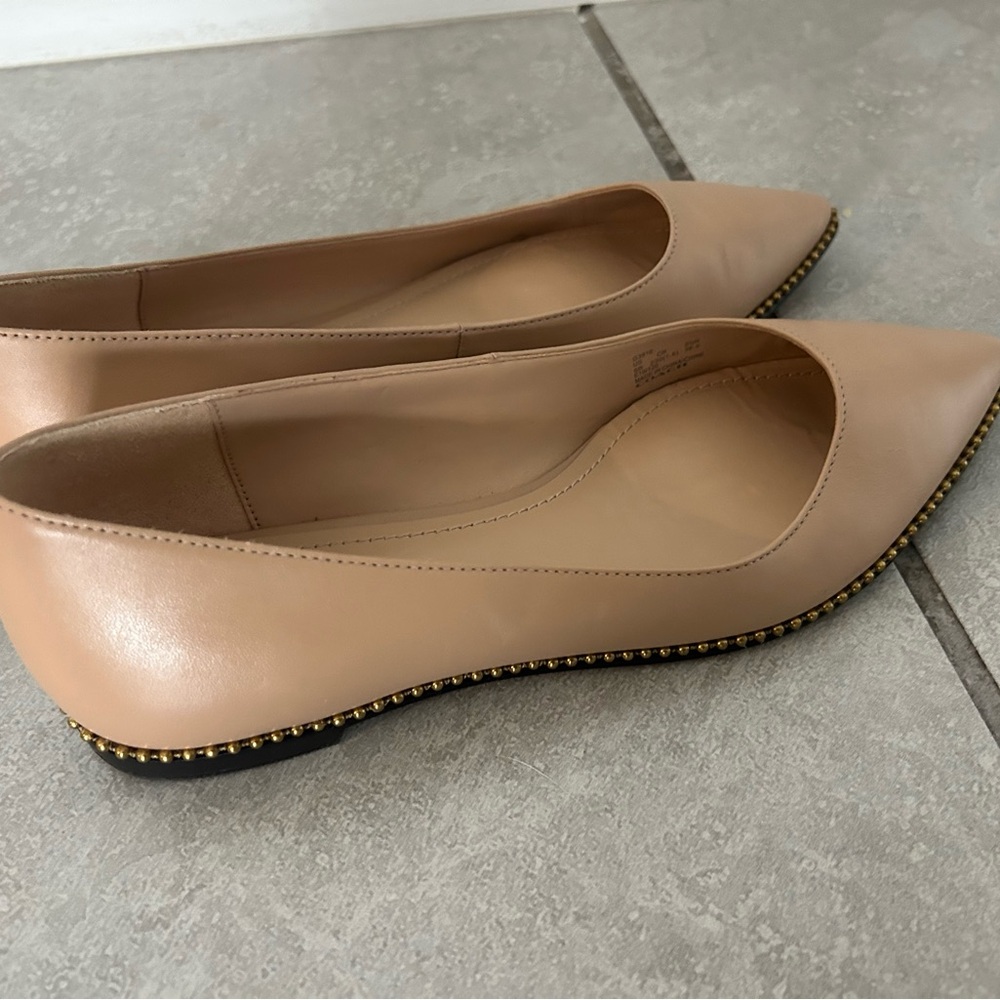 Coach Nude Women's Flats with Gold Trim